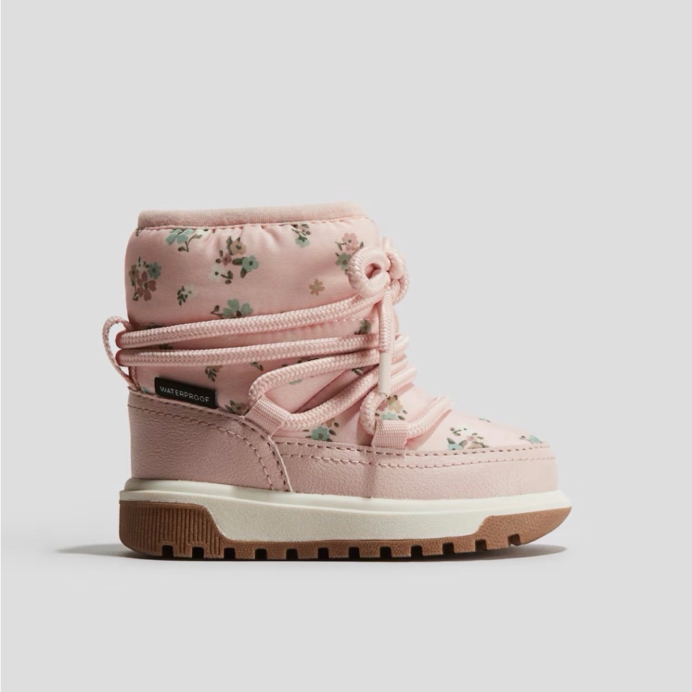 H&M Pink Floral Kids Winter Boots
